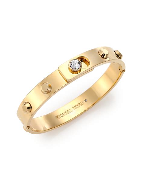 Michael Kors Gold Tone Bangle Heritage Astor Studded Hinged 